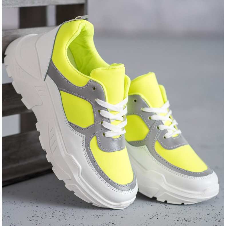 Ideal Shoes Chaussures de sport fluo blanc multicolore jaune 1