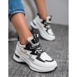 SHELOVET Chaussures de sport en cuir écologique blanche multicolore 1