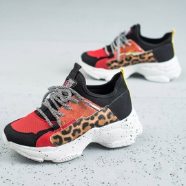 SHELOVET Chaussures de sport à imprimé léopard rouge multicolore 1 SHELOVET Chaussures de sport à imprimé léopard rouge multicolore 1