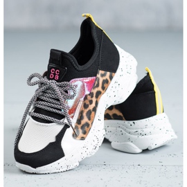 SHELOVET Chaussures de sport à imprimé léopard noir multicolore 1