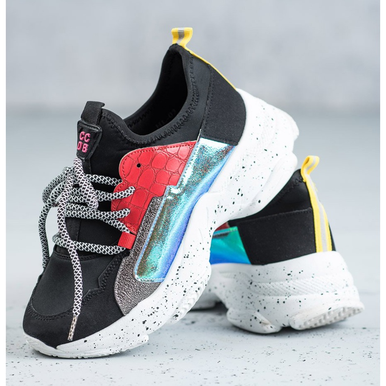 SHELOVET Baskets à enfiler noir multicolore 1