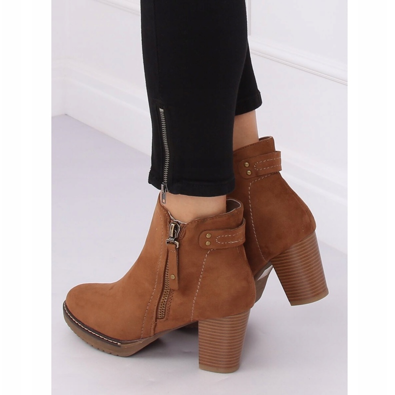 Bottines à talons daim beige 8B856 Kaki 2