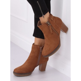 Bottines à talons daim beige 8B856 Kaki 1