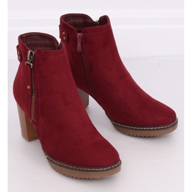 Bottines à talons en daim marron 8B856 Wine rouge 3