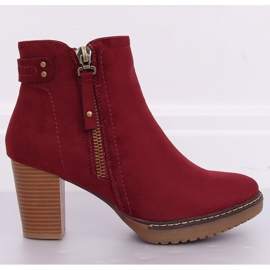 Bottines à talons en daim marron 8B856 Wine rouge 4