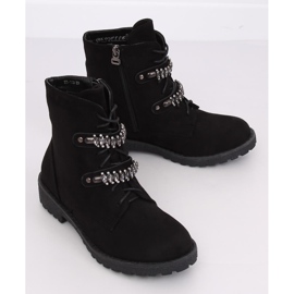 Bottines noires à lacets H8-118 Noir le noir 2