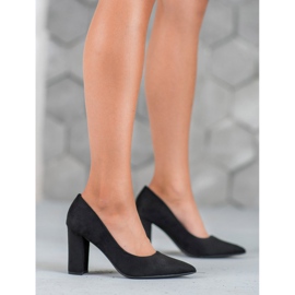 Laura Mode Escarpins en daim noir le noir 1