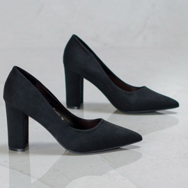 Laura Mode Escarpins en daim noir le noir 2