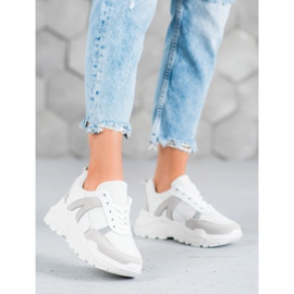 SHELOVET Chaussures attachées sur la plate-forme blanc 2