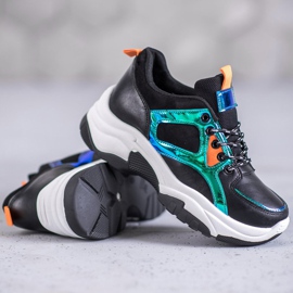 SHELOVET Chaussures de sport à effet holo noir 1