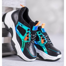 SHELOVET Chaussures de sport à effet holo noir 2