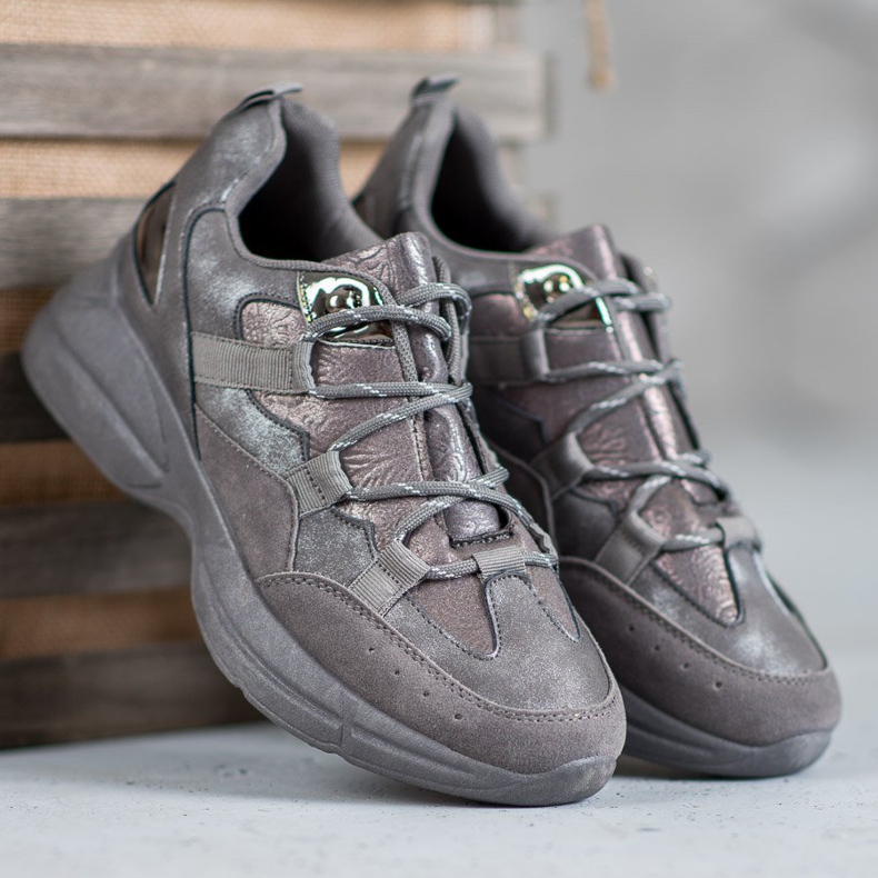 Muto Chaussures de sport à paillettes gris 2