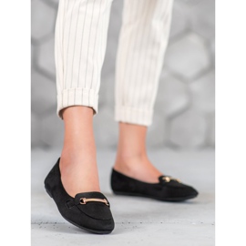 SHELOVET Ballerines en daim le noir 1