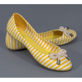 Ballerines rayées avec nœud 16-c jaune 2