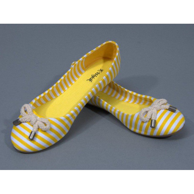 Ballerines rayées avec nœud 16-c jaune 1