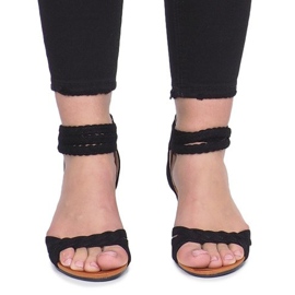 Sandales noires sur un délicat talon compensé Desun le noir 1