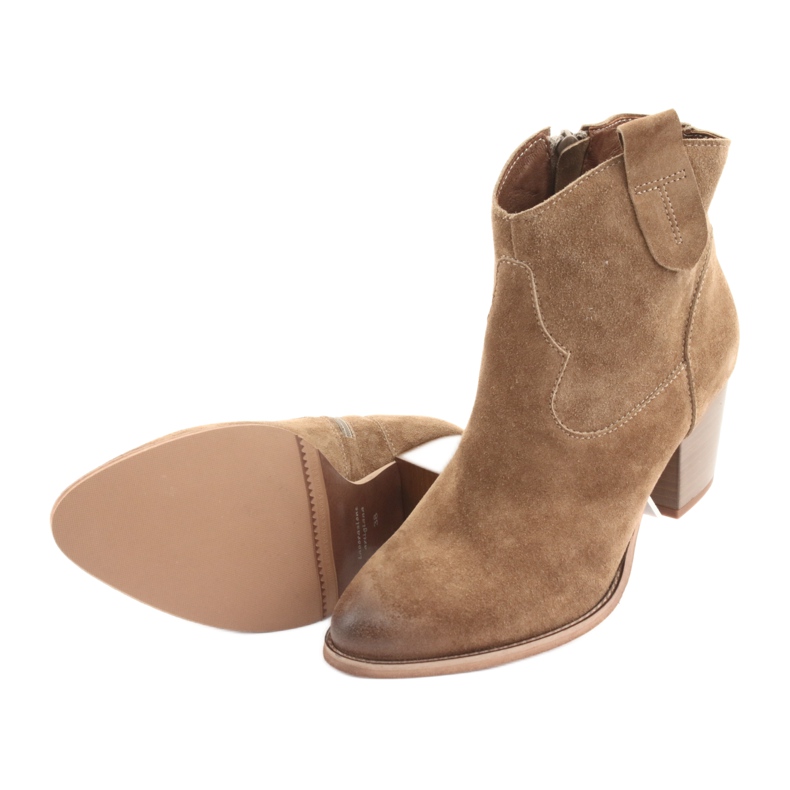 Bottines santiags Anabelle 1466 Camel en daim brun 4