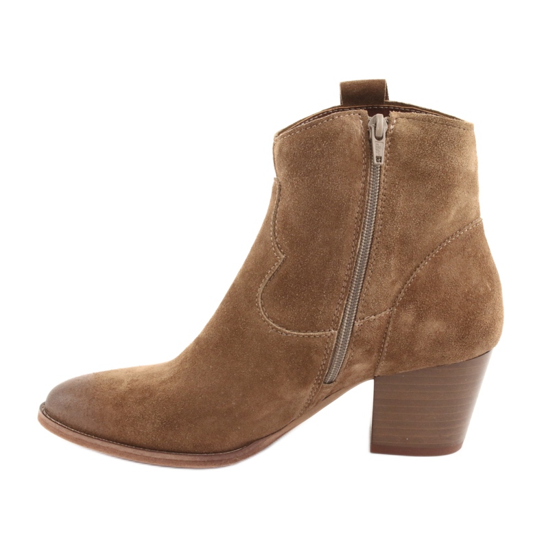 Bottines santiags Anabelle 1466 Camel en daim brun 2