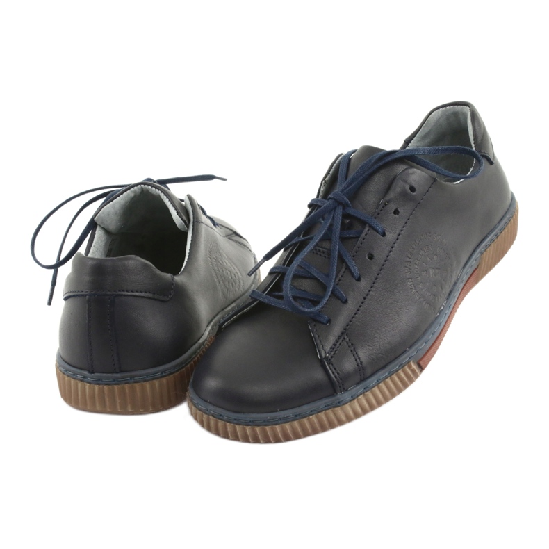 Riko Chaussures en cuir masculin 893 bleu marine 3