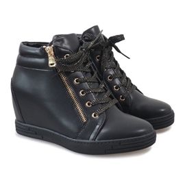 Baskets noires avec une fermeture éclair TL-22 dorée le noir 4