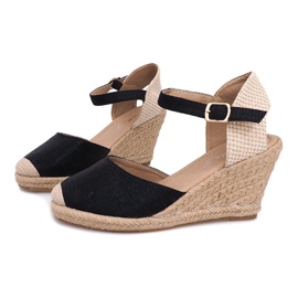 Sandales Compensées Espadrilles Bottes A198-3 Noir le noir 3