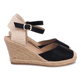 Sandales Compensées Espadrilles Bottes A198-3 Noir le noir 4