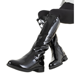 Boots laquées noires W-90 le noir 1