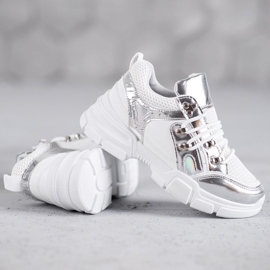 SHELOVET Chaussures de sport confortables blanche gris 1