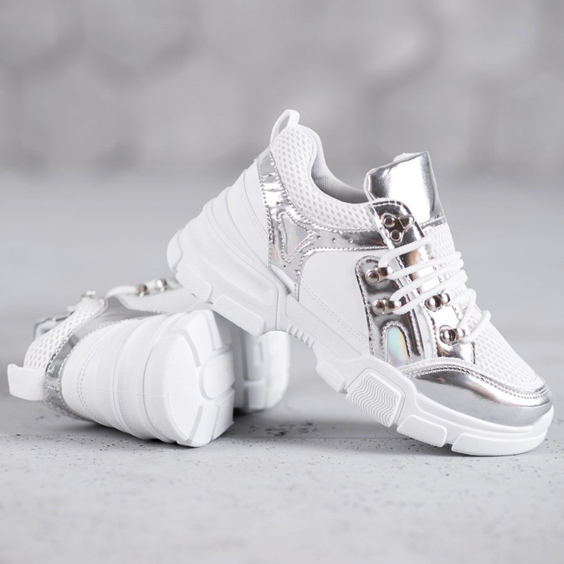 SHELOVET Chaussures de sport confortables blanche gris 1