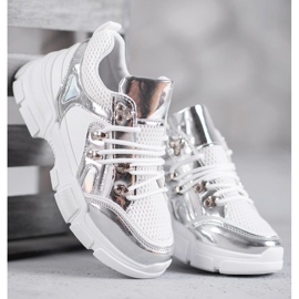 SHELOVET Chaussures de sport confortables blanche gris 2