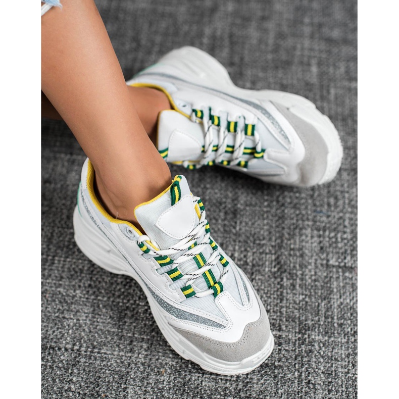 SHELOVET Baskets blanches à paillettes 1