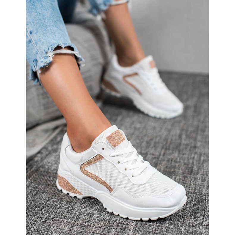 SHELOVET Chaussures de sport à paillettes blanc 2