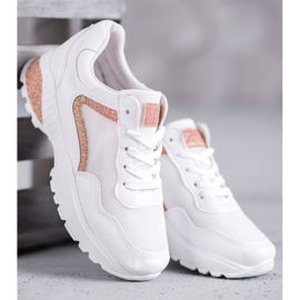 SHELOVET Chaussures de sport à paillettes blanc 1