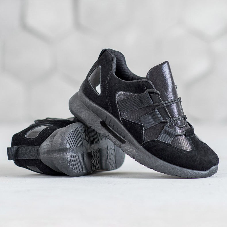 SHELOVET Chaussures de sport en daim noir 2