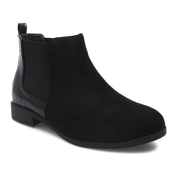 Bottines En Daim Avec Éléments En Cuir 99-225 Noir le noir 2