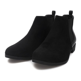 Bottines En Daim Avec Éléments En Cuir 99-225 Noir 1