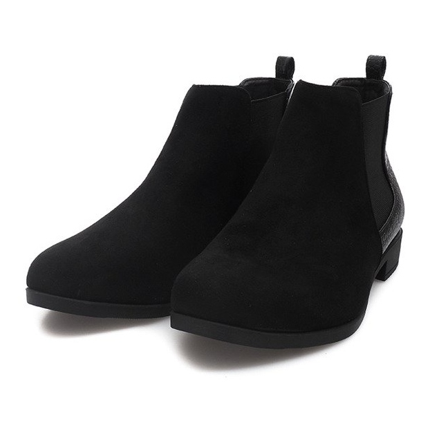 Bottines En Daim Avec Éléments En Cuir 99-225 Noir 1