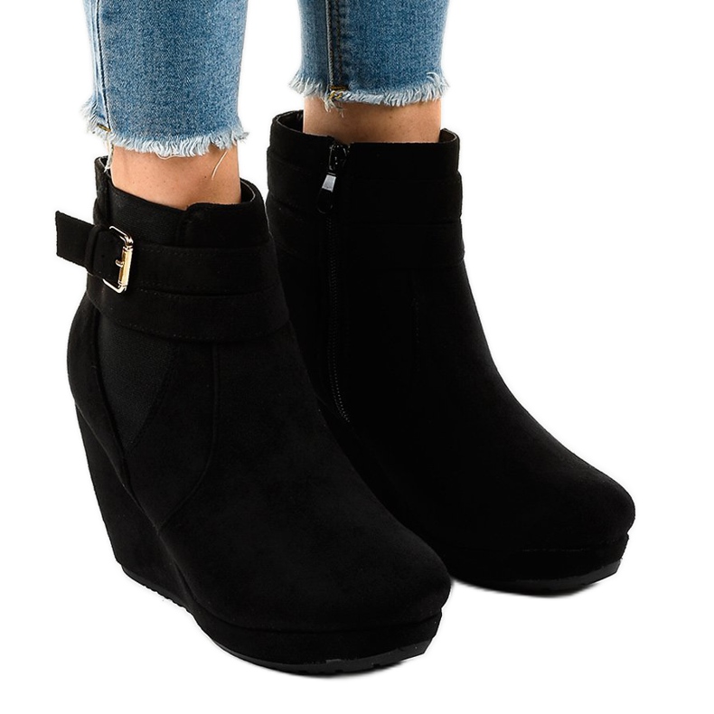 Bottines en daim noir CN826 le noir 1
