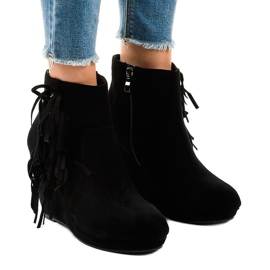 Bottines en daim noir boho LBS2586 1