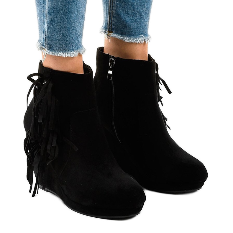 Bottines en daim noir boho LBS2586 le noir 1