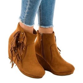 Bottines en daim camel boho LBS2586 brun 1