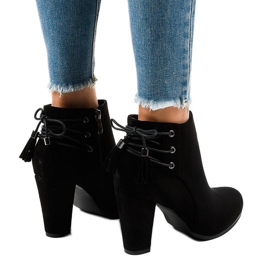 Bottines en daim noir sur le poteau JA75 le noir 3