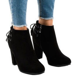 Bottines en daim noir sur le poteau JA75 le noir 1