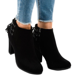 Bottines en daim noir sur le poteau JA75 le noir 2