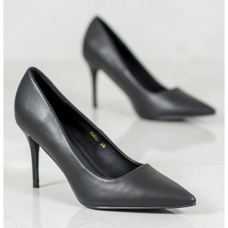 Diamantique Talons hauts en cuir écologique noir 2