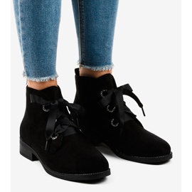 Bottines à lacets en daim noir K123 le noir 1