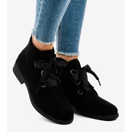 Bottines à lacets en daim noir K123 2