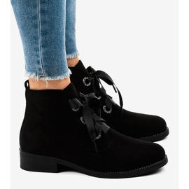 Bottines à lacets en daim noir K123 le noir 3
