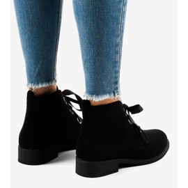 Bottines à lacets en daim noir K123 le noir 4