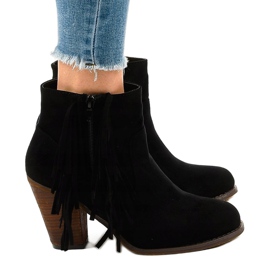 Bottines boho en daim noir sur le poteau FY8333 le noir 2
